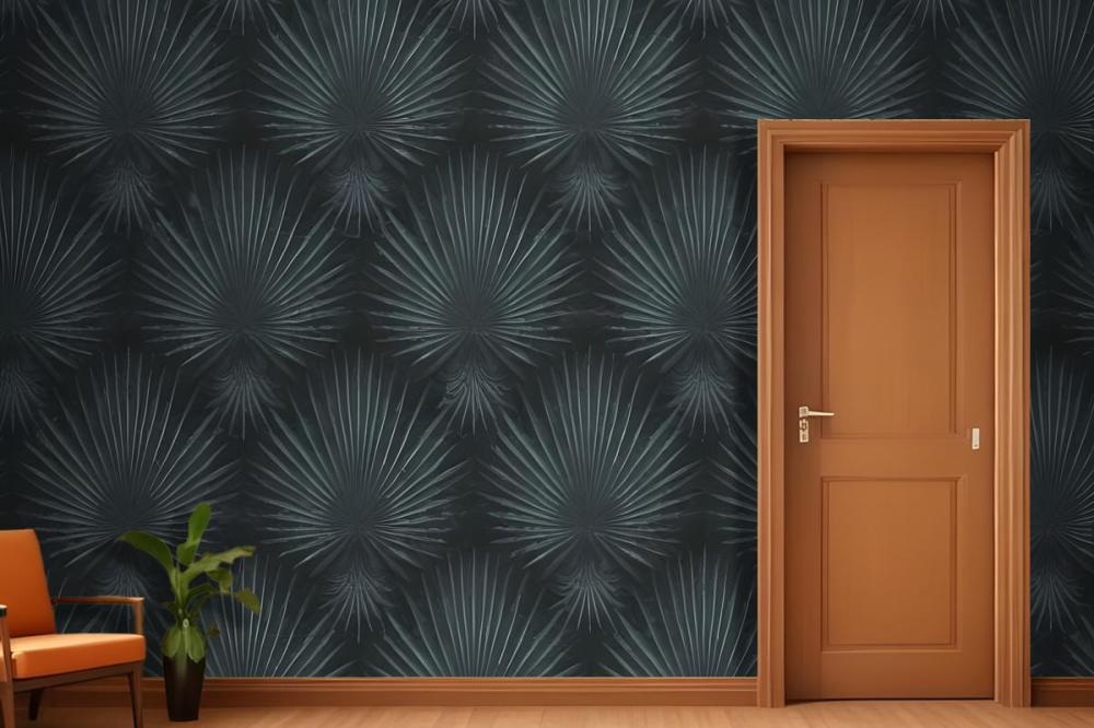Dark Green Abstract Of Radiating Lines Sunburst Shapes Wallpaper Mural
