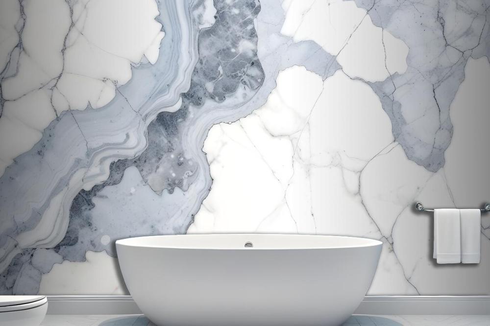 Deep Blue Clouded Marble Wallpaper Mural