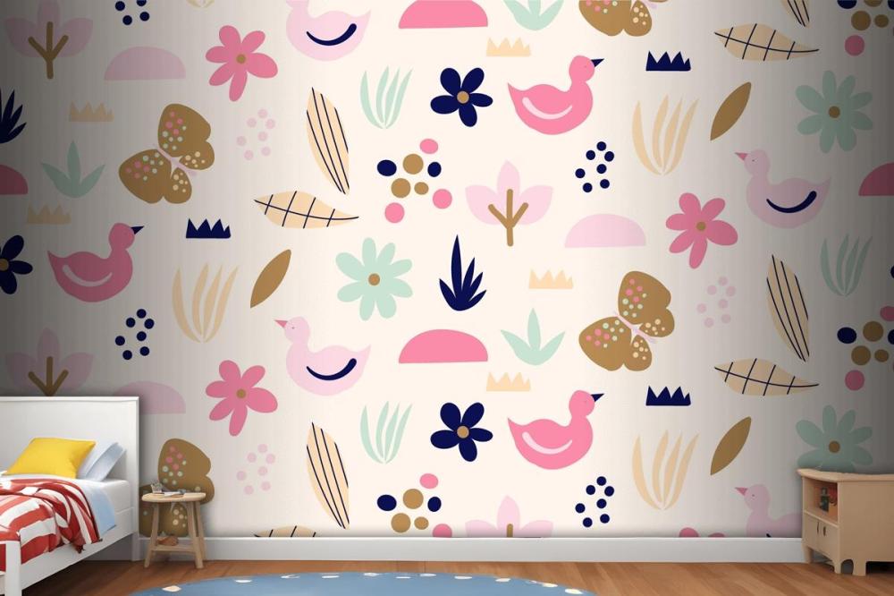 Flat Scandinavian Design Pattern Wallpaper Mural