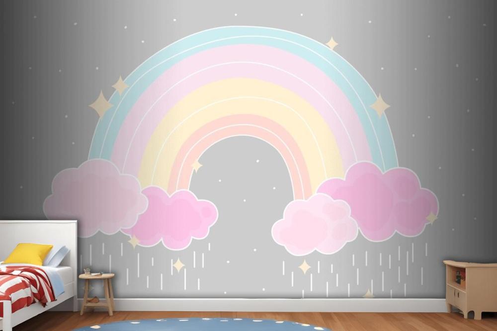 Flat Style Colorful Rainbow Wallpaper Mural