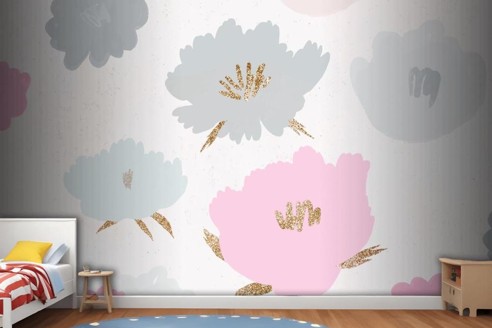 Floral Pattern Background Hand Drawn Wallpaper Mural