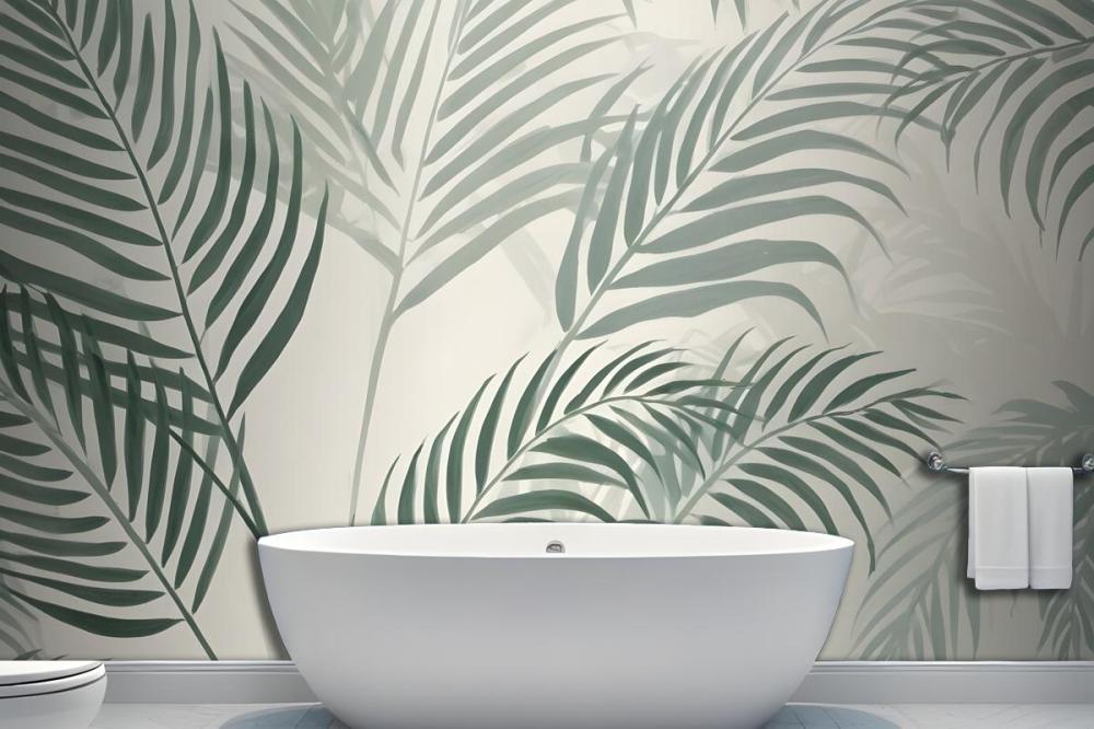 Green Palm Leaf Inky Tropical Wallpaper Mural