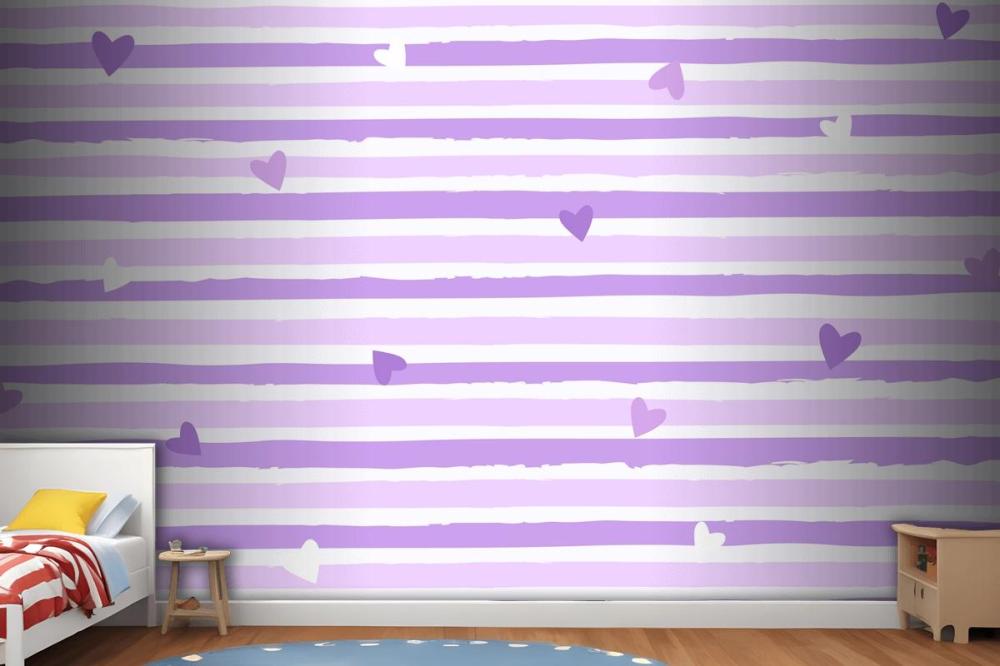 Hand Drawn Purple Striped Background Wallpaper Mural