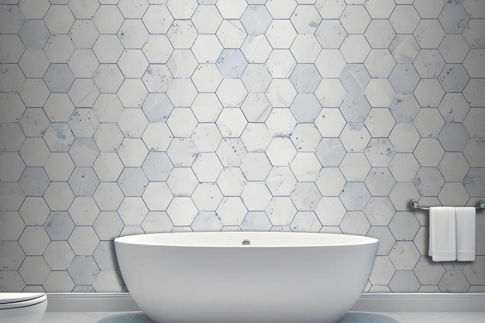 Hexagon Tile Terrazzo Pattern Wallpaper Mural