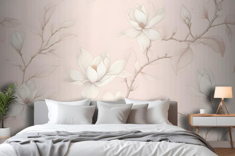 Large Hand Drawn Cherry Blossom Mural