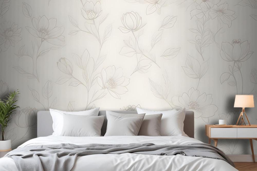 Minimalist Cream Cherry Blossom Mural
