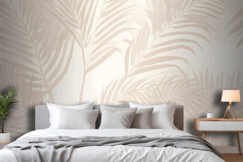 Pink Palm Leaf Inky Tropical Wallpaper Mural