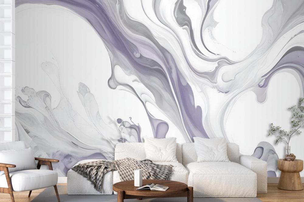 Swirling Abstract Patterns In Shades Of Gray White Organic Shapes And Textures Wallpaper Mural