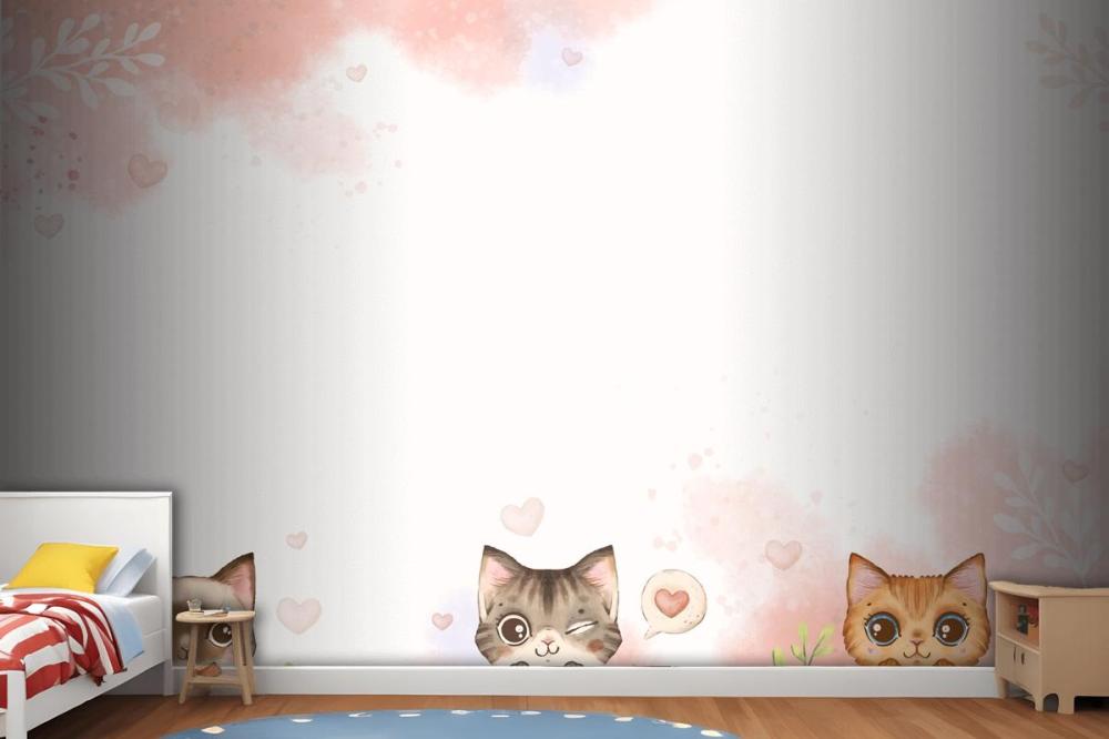 Watercolor International Cat Day Wallpaper Mural