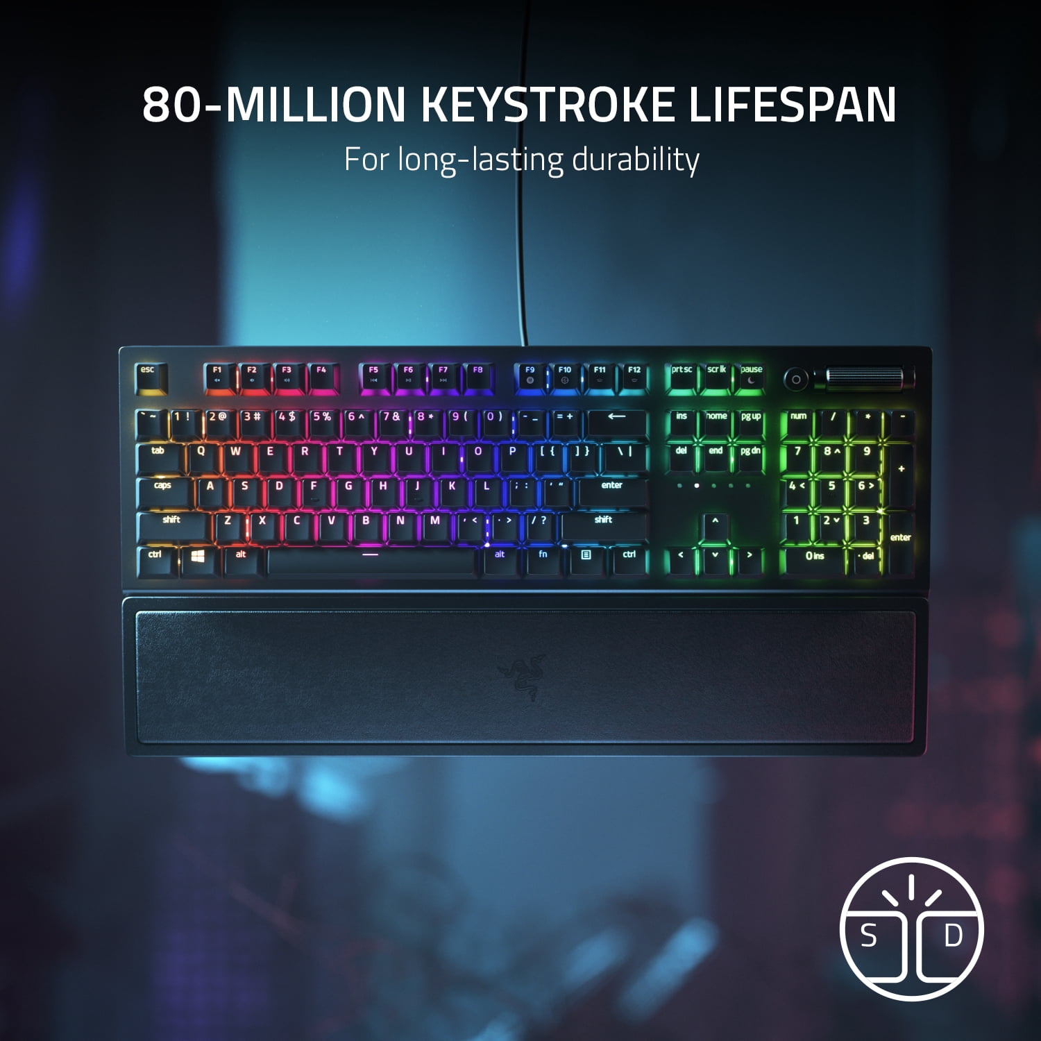 Razer BlackWidow V3 Full Size Mechanical Gaming Keyboard for PC, Chroma RGB, Wrist Rest, Black