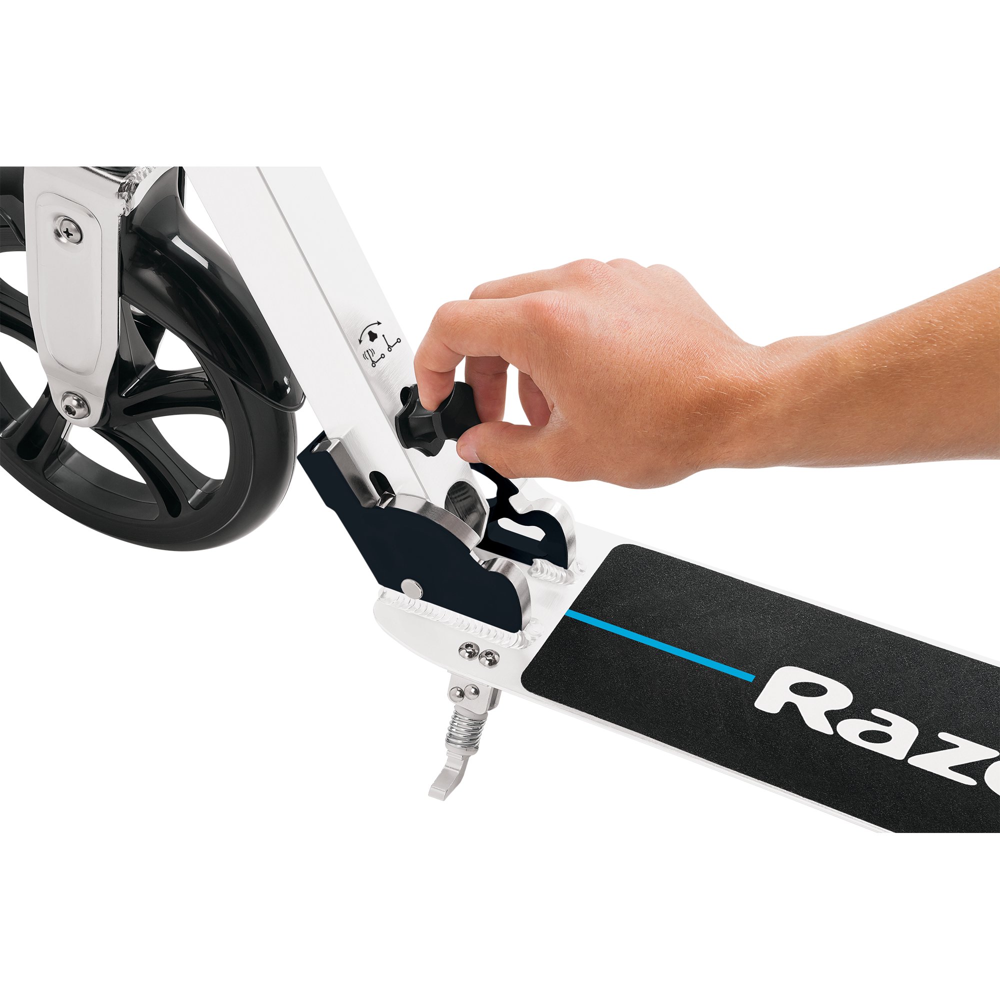 Razor A6 Foldable Kick Scooter - White, Large 10" Wheels, Anodized Aluminum, for Adult up to 220 lbs