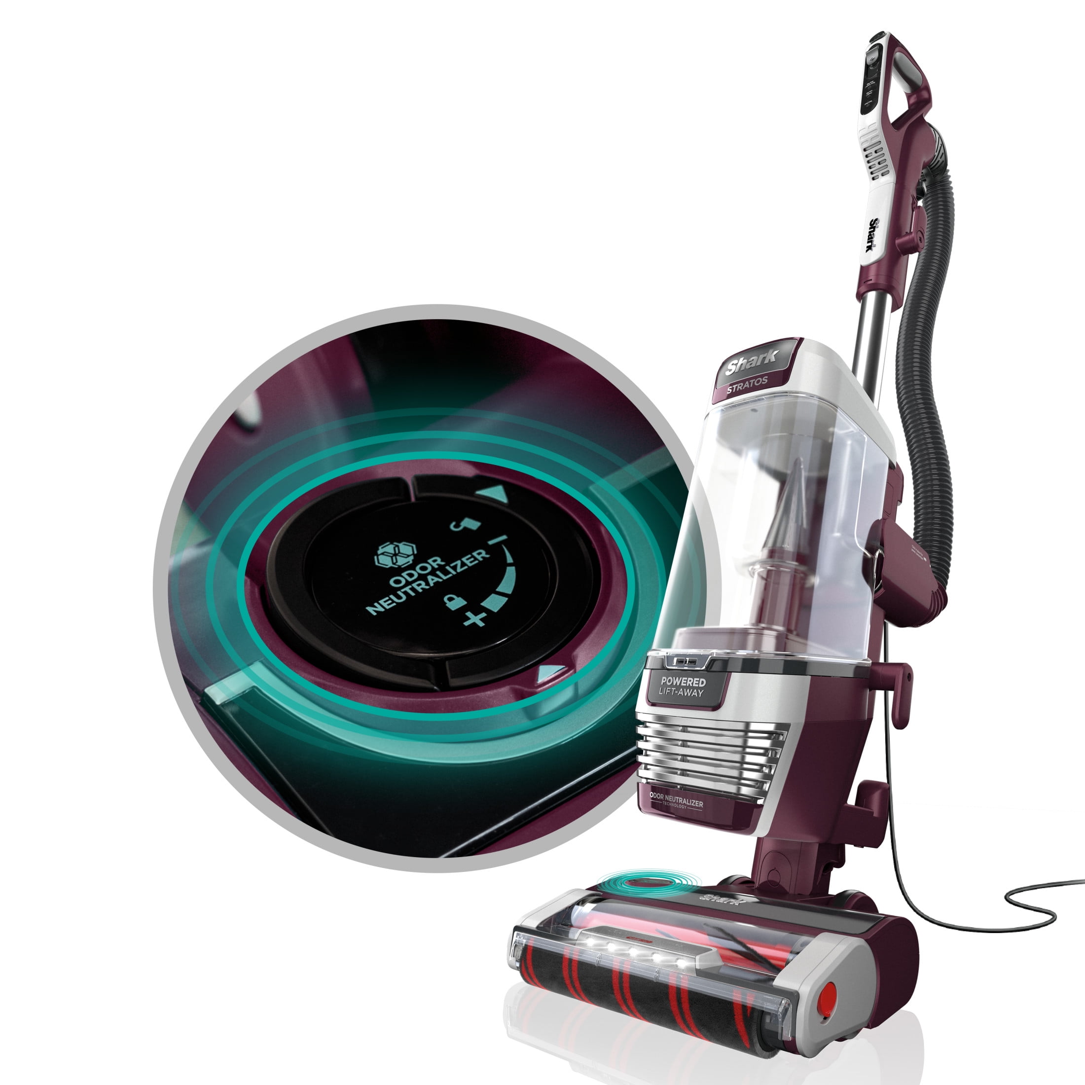 Shark Stratos Upright Vacuum AZ3000, Pet Friendly, DuoClean PowerFins HairPro, Self-Cleaning Brushroll, Odor Neutralizer Technology, Red Plum