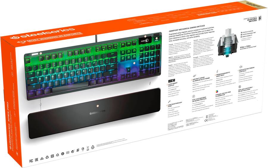 SteelSeries - Apex Pro V2 Full Size Wired Mechanical OmniPoint Adjustable HyperMagnetic Gaming Keyboard with Rapid Tap - Black - Refurbished Excellent