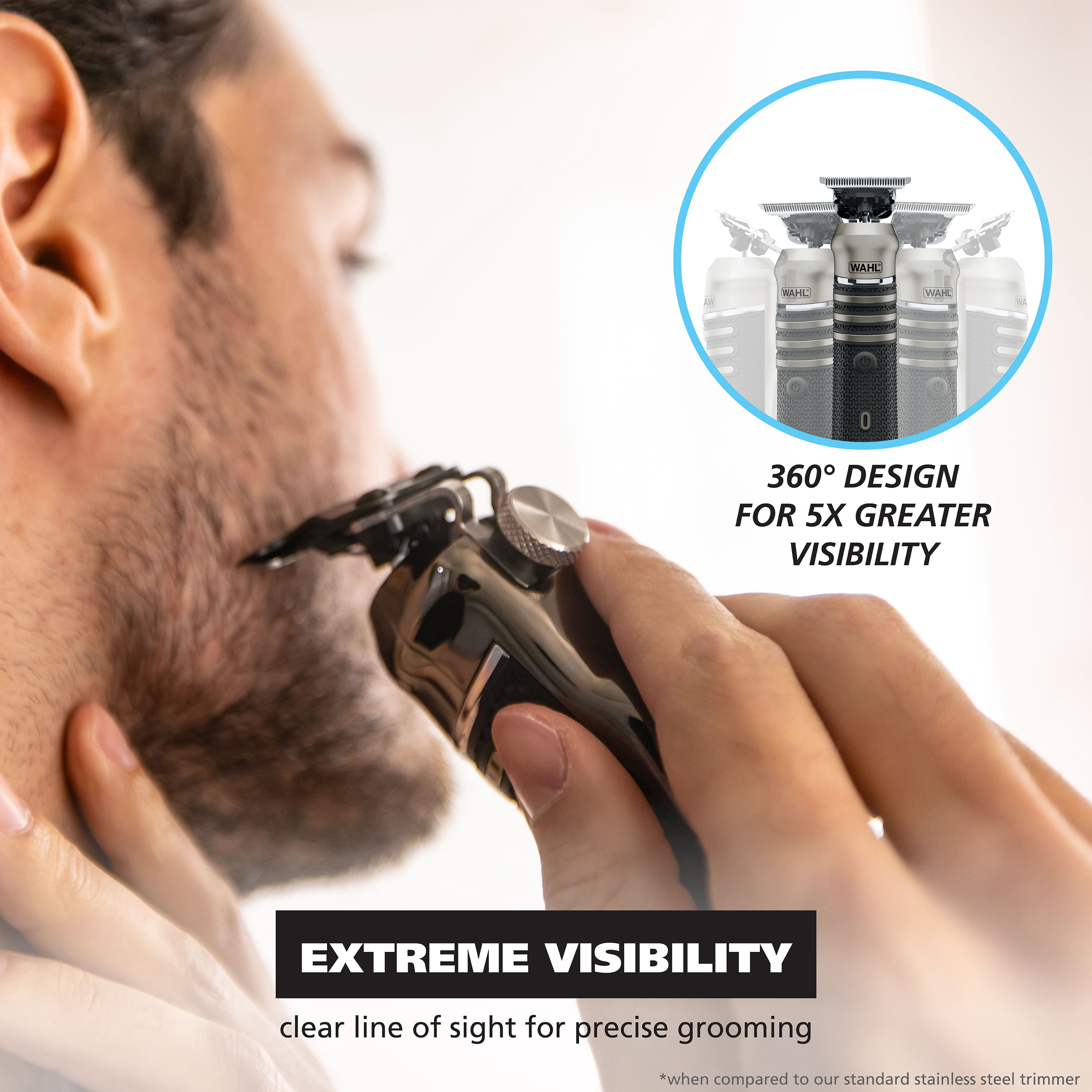 Wahl High Visibility All Metal Lithium Rechargeable Beard Trimmer Kit with 4X Closer Cut (3028246)