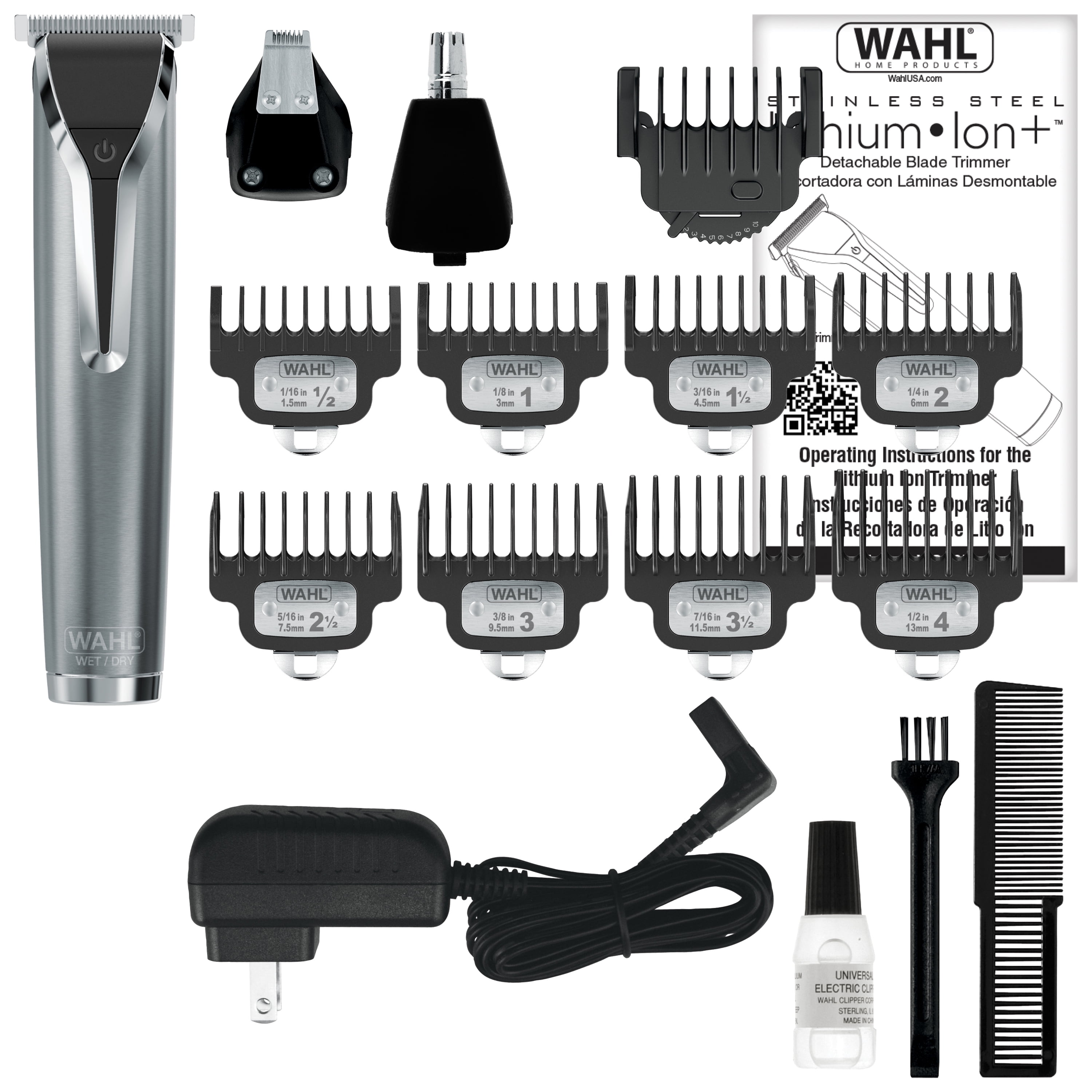 Wahl Lithium Ion Stainless Steel Rechargeable Beard Trimmer 9898