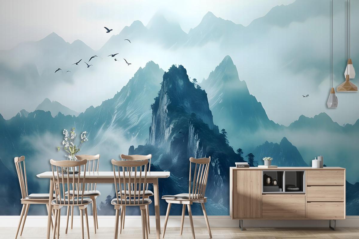 Misty Mountain Landscape Wallpaper Mural