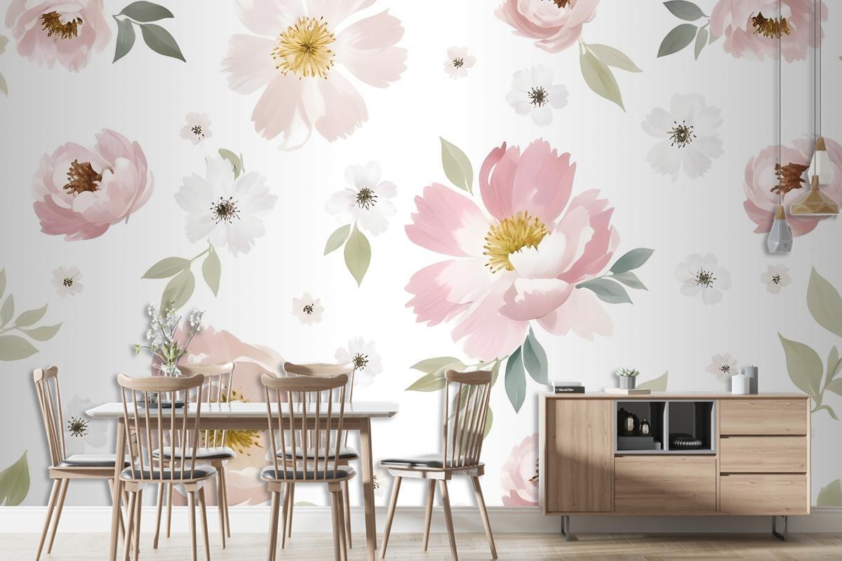 Watercolor Floral Wallpaper Mural
